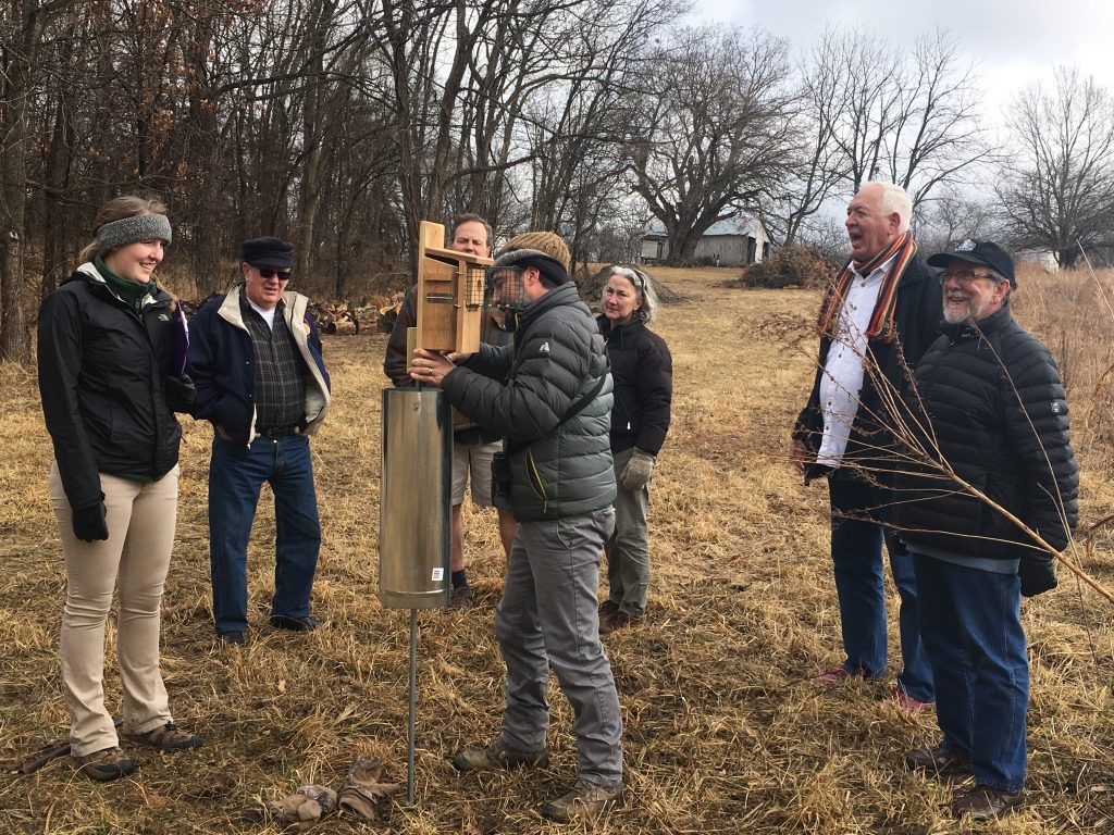 Workshop attendees learn about good stewardship of Eastern Bluebirds in Arrow Rock, February 2018.